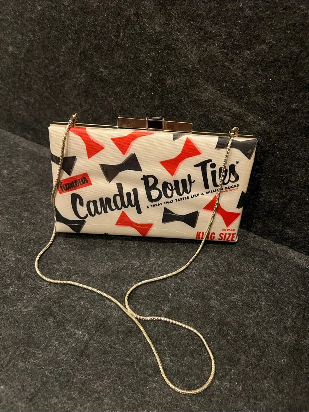 Kate Spade ♠️ Famous Candy Bow Ties Print Clutch - Red & Black Bow Tie Design